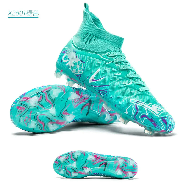 Zapatillas de fútbol profesionales para hombre, transpirables, con tacos largos, resistentes al desgaste y antideslizantes