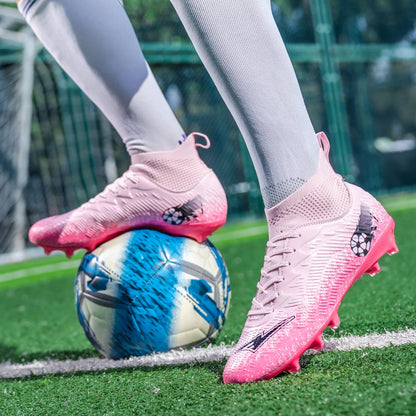 Men Football Boots Non-Slip High-Quality Soccer Shoes Grass Cleats High-Top Futsal Sneakers Match for Training Competition