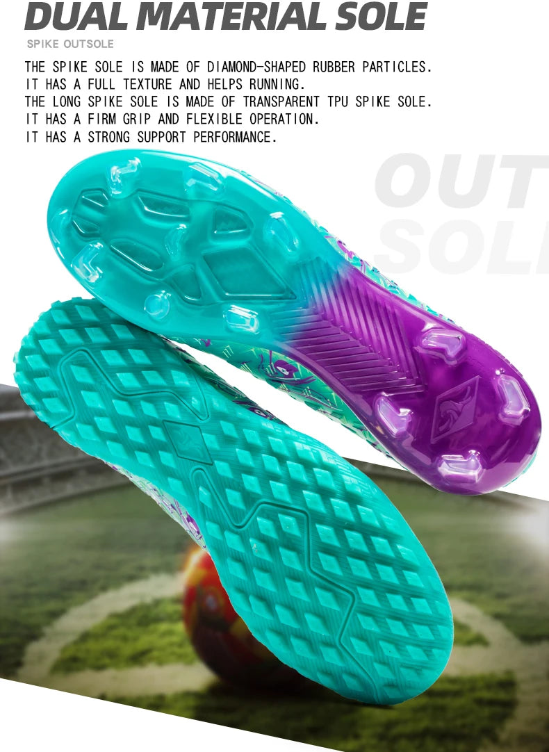 Men's Professional Football Boots High-Top Soccer Cleats FG & TF Sneakers for Outdoor Training & Matches Multi-Color Wear-Resistant