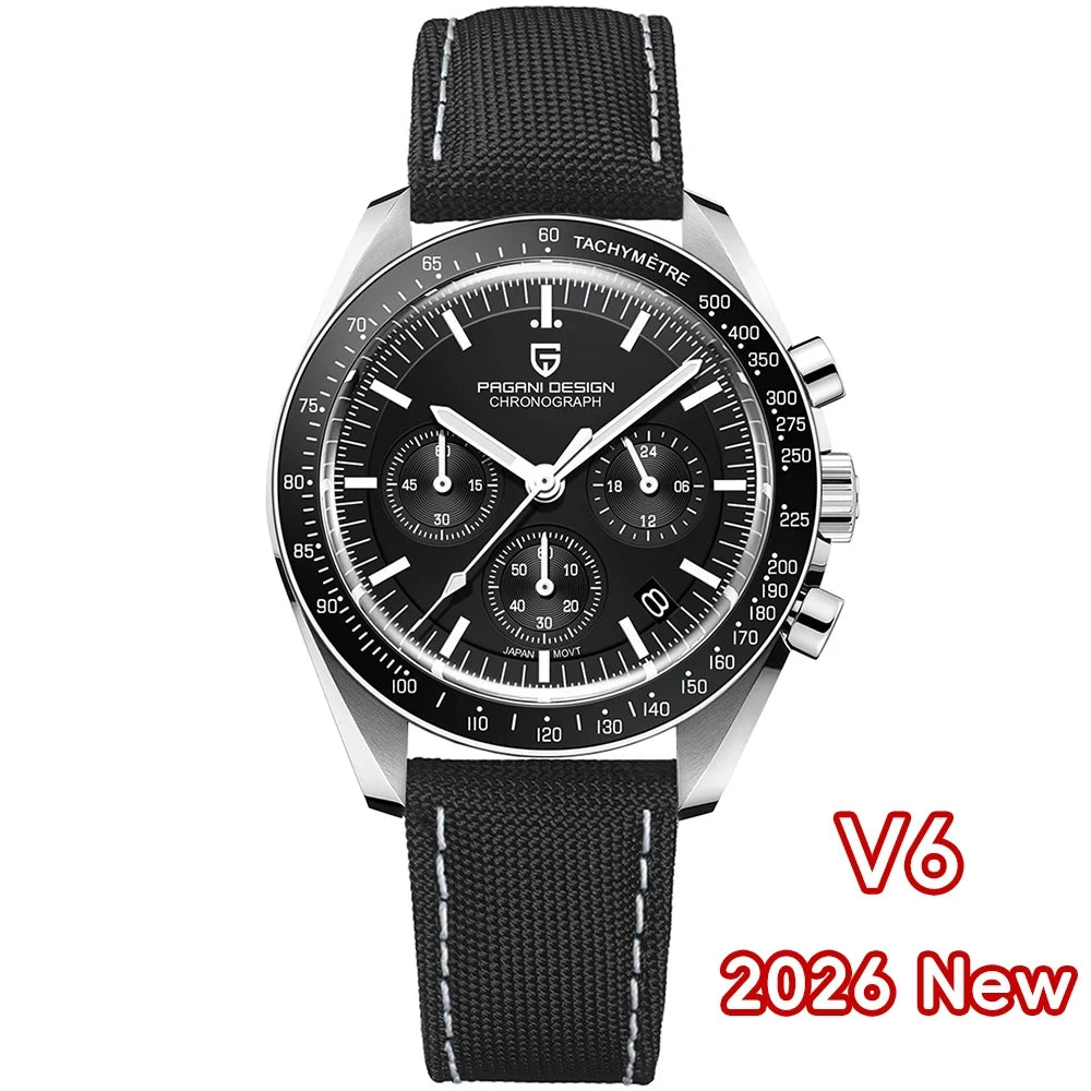 PAGANI DESIGN 2026 Nuovo orologio da uomo rosso di lusso al quarzo, cronografo con data automatica, impermeabile, spedizione locale