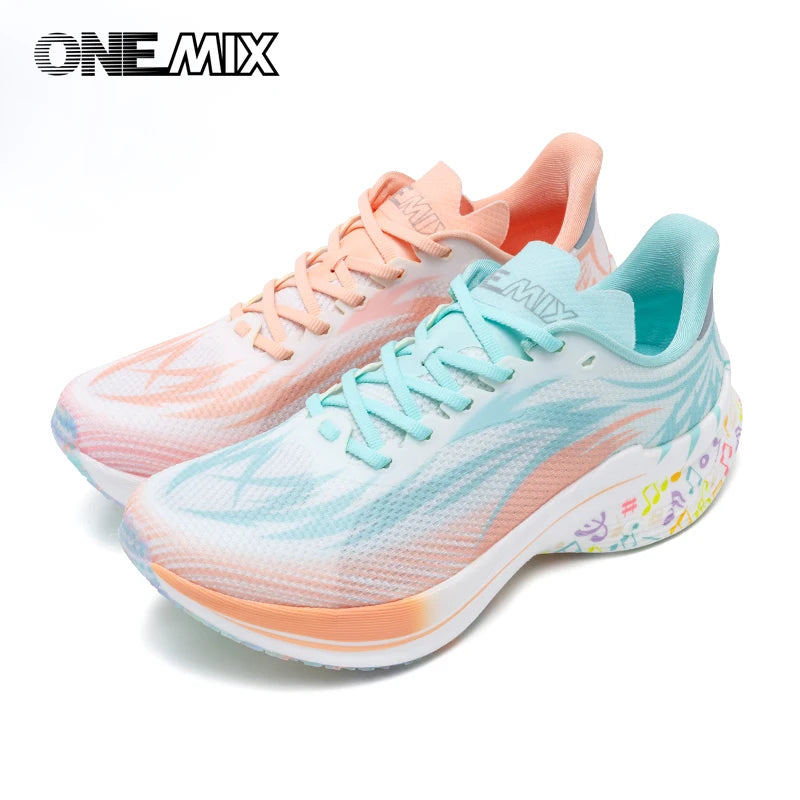 ONEMIX 2025 Sapatilhas de Corrida Desportivas para Homem e Mulher com Placa de Carbono, Respiráveis, Amortecimento, Antiderrapantes, PB, Leves e com Retorno de Energia