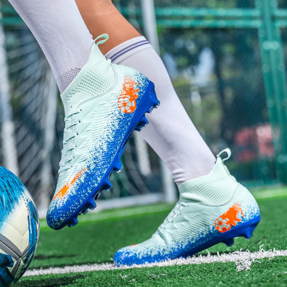 Men Football Boots Non-Slip High-Quality Soccer Shoes Grass Cleats High-Top Futsal Sneakers Match for Training Competition