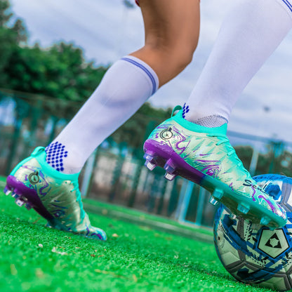 Men's Professional Football Boots High-Top Soccer Cleats FG & TF Sneakers for Outdoor Training & Matches Multi-Color Wear-Resistant
