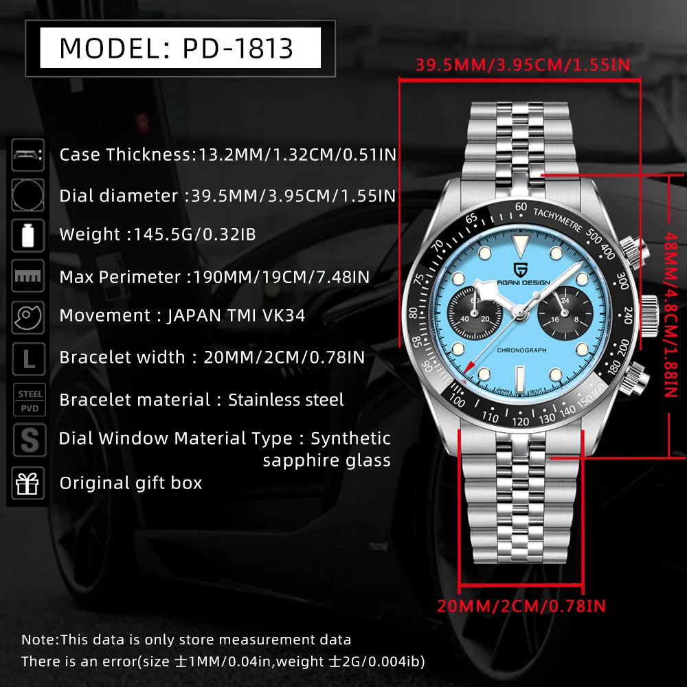 New PAGANI DESIGN 2026 Panda Retro Men's Watch Luxury Quartz Watch Men Speed Chronograph AR Sapphire Luminous Local Shipping