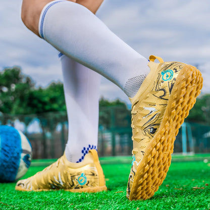 Men's Professional Football Boots High-Top Soccer Cleats FG & TF Sneakers for Outdoor Training & Matches Multi-Color Wear-Resistant