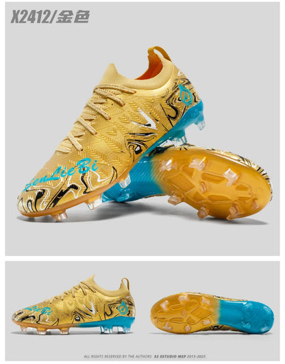 Men's Professional Football Boots High-Top Soccer Cleats FG & TF Sneakers for Outdoor Training & Matches Multi-Color Wear-Resistant