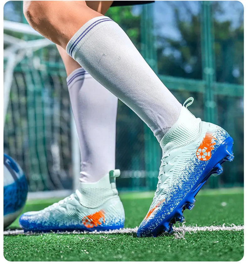 Men Football Boots Non-Slip High-Quality Soccer Shoes Grass Cleats High-Top Futsal Sneakers Match for Training Competition