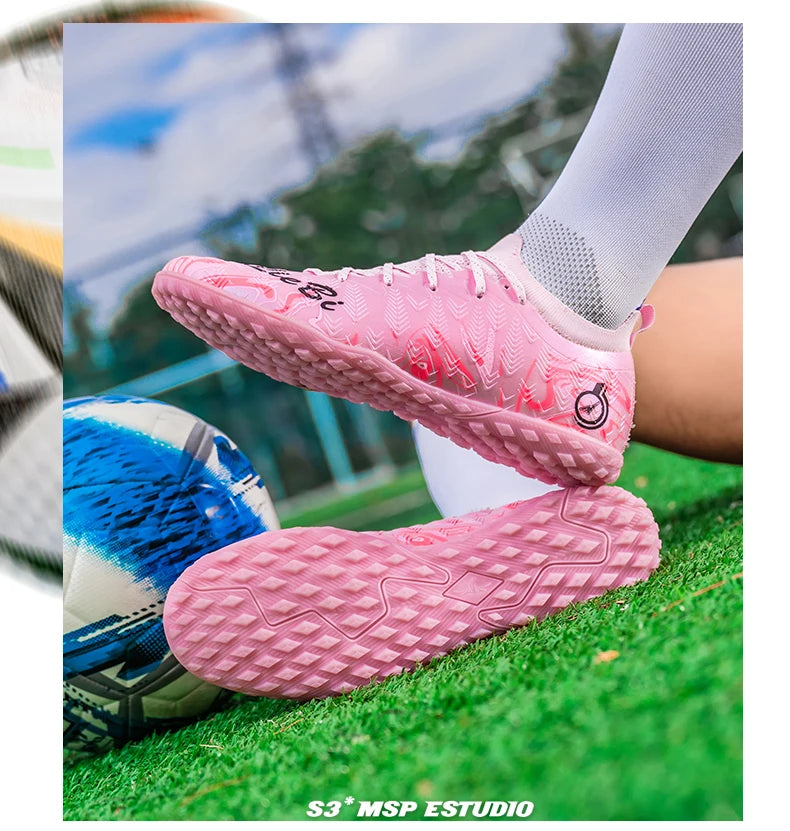 Men's Professional Football Boots High-Top Soccer Cleats FG & TF Sneakers for Outdoor Training & Matches Multi-Color Wear-Resistant