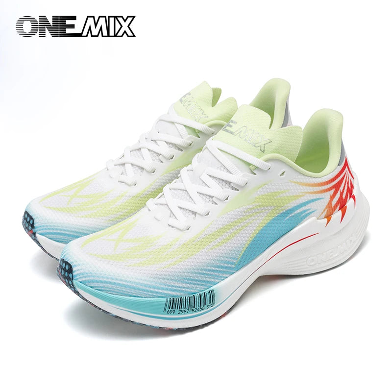 ONEMIX 2025 Sapatilhas de Corrida Desportivas para Homem e Mulher com Placa de Carbono, Respiráveis, Amortecimento, Antiderrapantes, PB, Leves e com Retorno de Energia