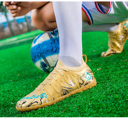 Men's Professional Football Boots High-Top Soccer Cleats FG & TF Sneakers for Outdoor Training & Matches Multi-Color Wear-Resistant