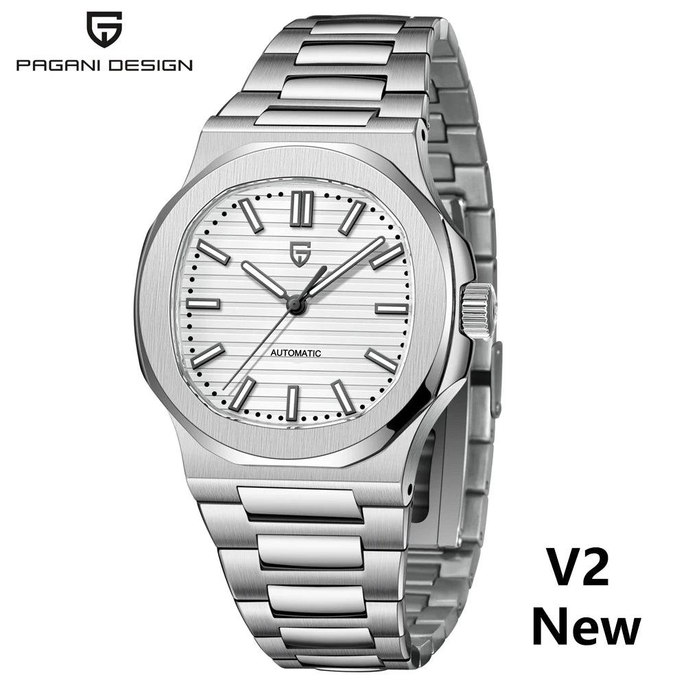 PAGANI DESIGN 2026 New Luxury Automatic Watch Men's Mechanical Wristwatch Stainless Steel Sapphire glass 40MM Barrel dial Watch
