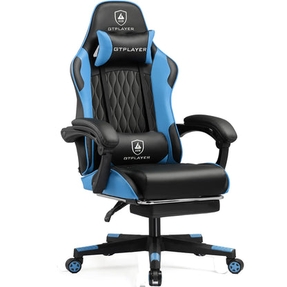 GTPLAYER Gaming Chair Gamer Chair Ergonomic Office Chair Footrest Adjustable Lumbar & Pillows Gaming Chair