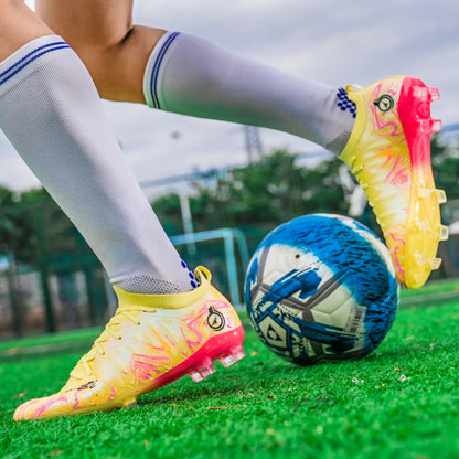 Men's Professional Football Boots High-Top Soccer Cleats FG & TF Sneakers for Outdoor Training & Matches Multi-Color Wear-Resistant