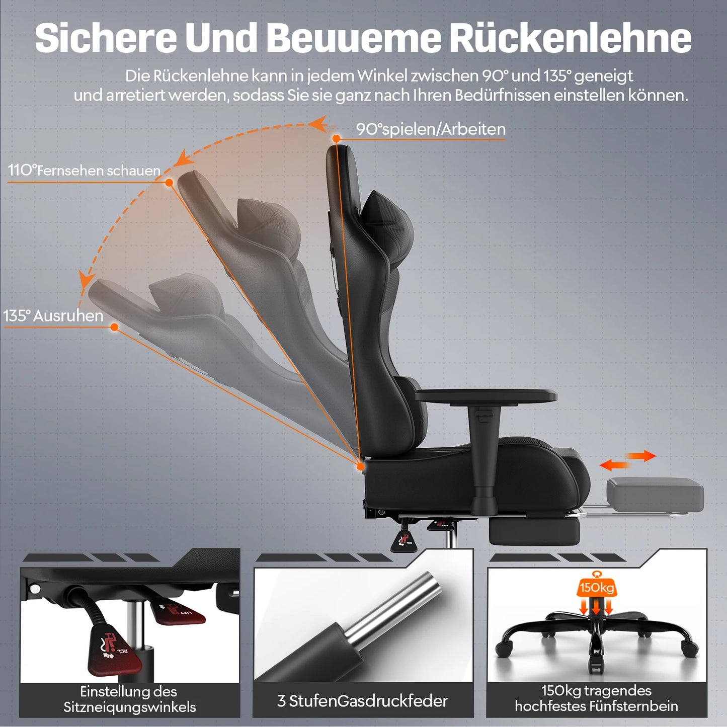 HOMALL Ergonomic Gaming Chair PU Leather Office Chair with Adjustable Armrest, Reclining Swivel Computer Chair for Gaming & Work