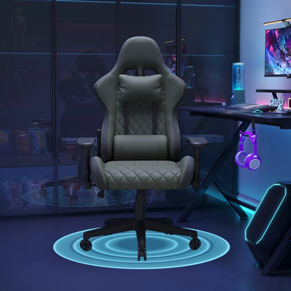 Comanlai Rgonomic Gaming Chair with RGB Lighting, PVC Leather Computer Chair, Adjustable Seat Height and Backrest, Waist Massage