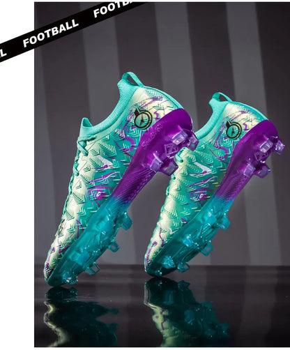 Men's Professional Football Boots High-Top Soccer Cleats FG & TF Sneakers for Outdoor Training & Matches Multi-Color Wear-Resistant