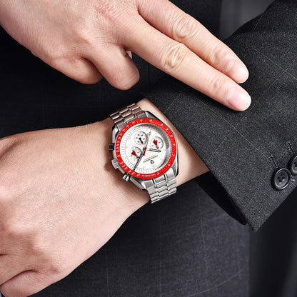 PAGANI DESIGN 2026 Nuovo orologio da uomo rosso di lusso al quarzo, cronografo con data automatica, impermeabile, spedizione locale