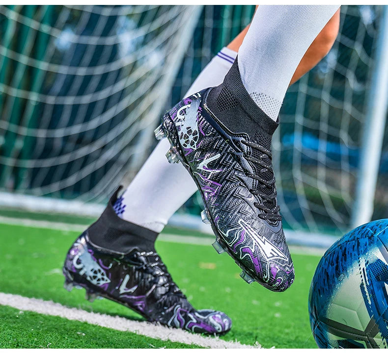 Zapatillas de fútbol profesionales para hombre, transpirables, con tacos largos, resistentes al desgaste y antideslizantes
