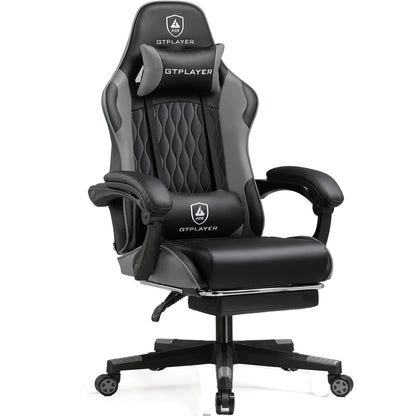 GTPLAYER Gaming Chair Gamer Chair Ergonomic Office Chair Footrest Adjustable Lumbar & Pillows Gaming Chair