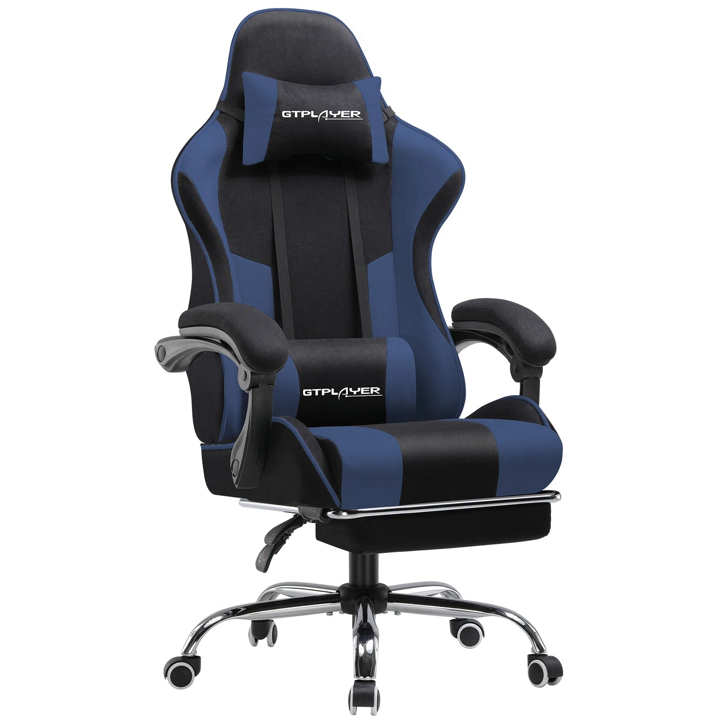 GTPLAYER Gaming Chair with Massage Lumbar Cushion & Footrest, Ergonomic Office Chair with Padded Seat, Swivel Chair up to 150 kg