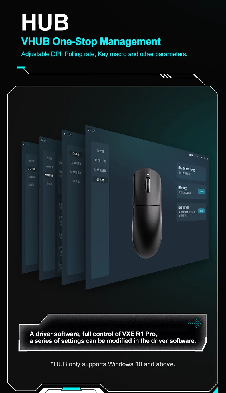 Rato Gaming Sem Fios ATK VXE Dragonfly R1 Pro MAX PAW3395 R1 SE Plus Personalizado para Esports e FPS, Recarregável e Leve