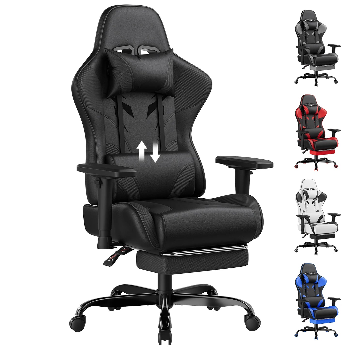 HOMALL Ergonomic Gaming Chair PU Leather Office Chair with Adjustable Armrest, Reclining Swivel Computer Chair for Gaming & Work