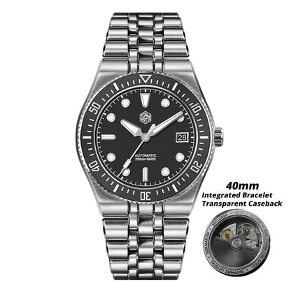 Orologio subacqueo di lusso da uomo San Martin 40mm, Miyota 9015, quadrante smaltato sunburst, automatico meccanico, impermeabile 200m, SN0148