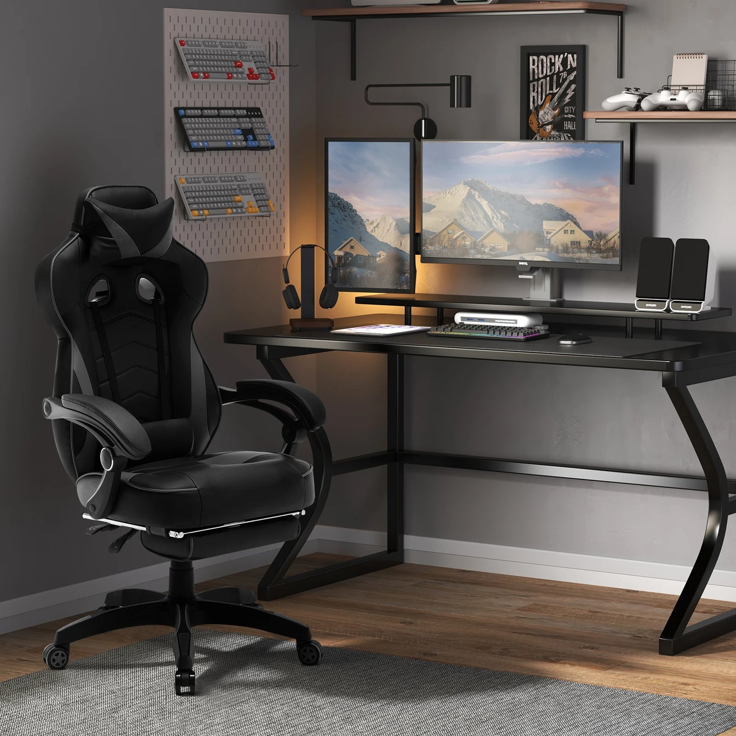 WOLTU Racing Gaming Chair Swivel Desk Office Computer Chair Sports Seat with Headrest Lumbar Cushion Footrest Gamer Chair