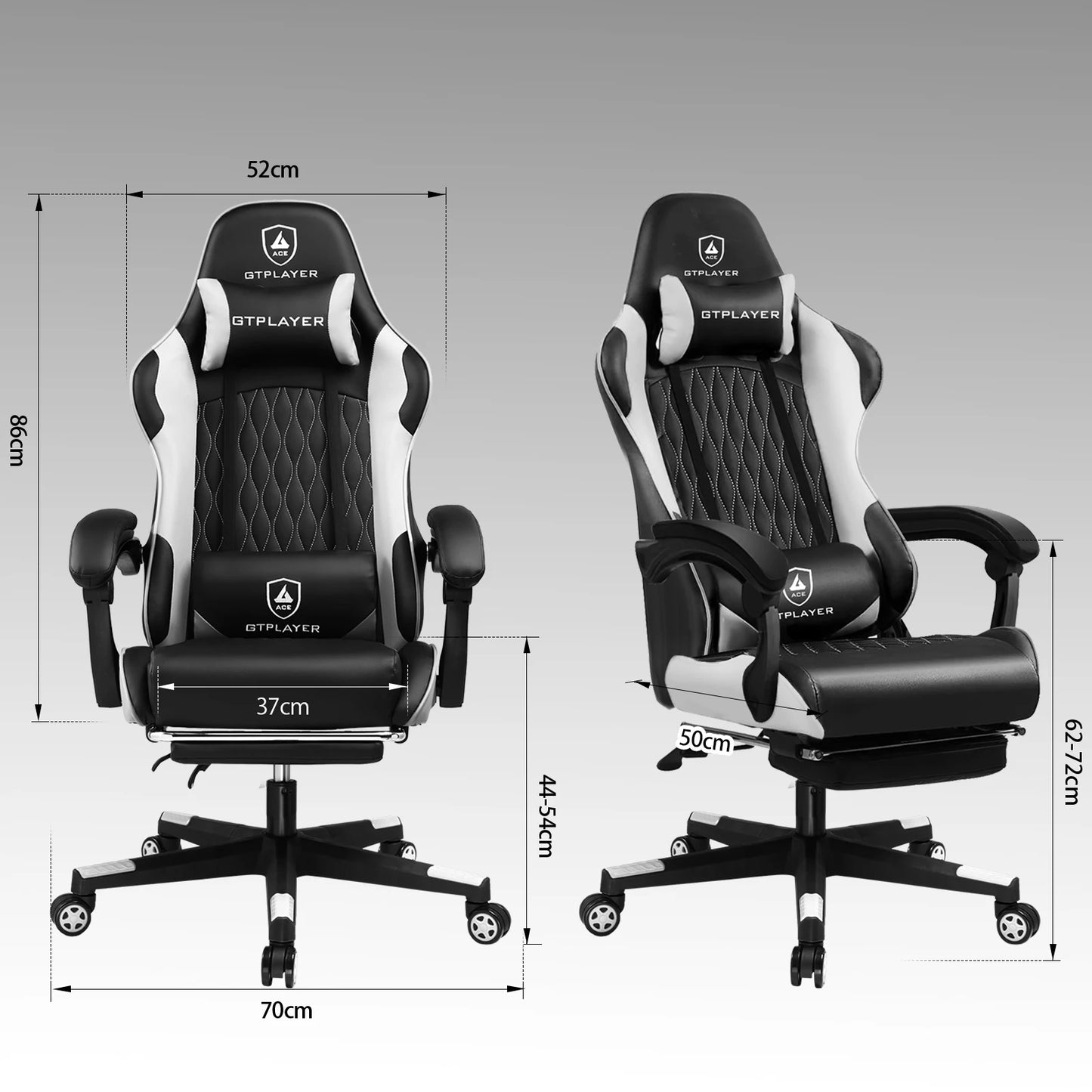 GTPLAYER Gaming Chair Gamer Chair Ergonomic Office Chair Footrest Adjustable Lumbar & Pillows Gaming Chair