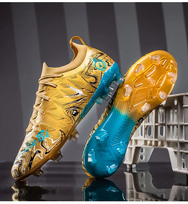 Men's Professional Football Boots High-Top Soccer Cleats FG & TF Sneakers for Outdoor Training & Matches Multi-Color Wear-Resistant