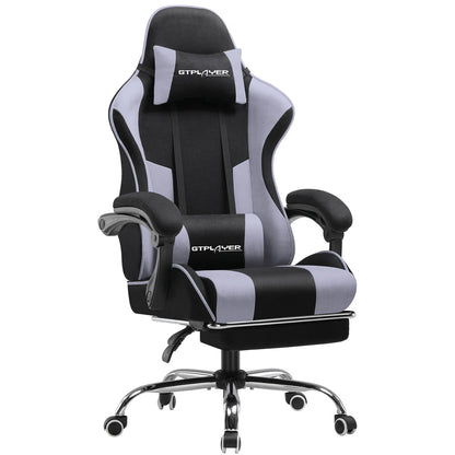 GTPLAYER Gaming Chair with Massage Lumbar Cushion & Footrest, Ergonomic Office Chair with Padded Seat, Swivel Chair up to 150 kg