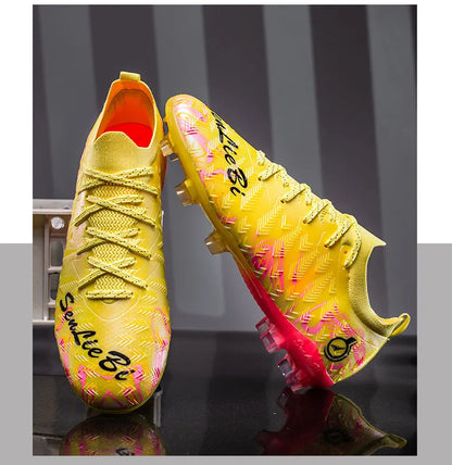 Men's Professional Football Boots High-Top Soccer Cleats FG & TF Sneakers for Outdoor Training & Matches Multi-Color Wear-Resistant