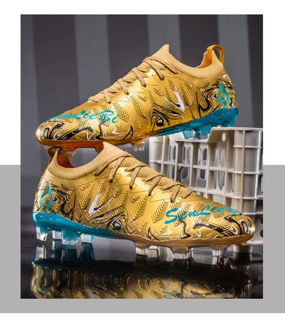 Men's Professional Football Boots High-Top Soccer Cleats FG & TF Sneakers for Outdoor Training & Matches Multi-Color Wear-Resistant