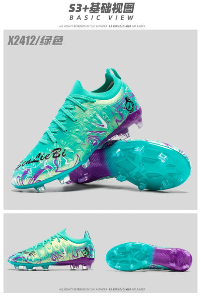 Men's Professional Football Boots High-Top Soccer Cleats FG & TF Sneakers for Outdoor Training & Matches Multi-Color Wear-Resistant