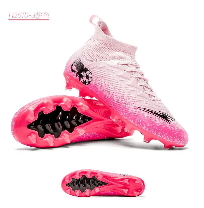 Pro Performance High-Cut Soccer Boots FG Long Studs Breathable Lightweight Cleats for Outdoor Grass Matches and Daily Training