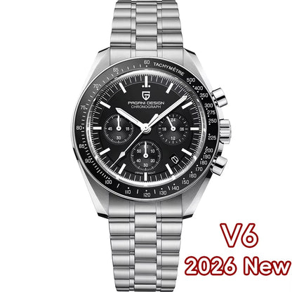 PAGANI DESIGN 2026 New V6 Moon Men's Watch Luxury Quartz Speed Sports Chronograph Watch For Men Watch AR Sapphire Glass Local Shipping
