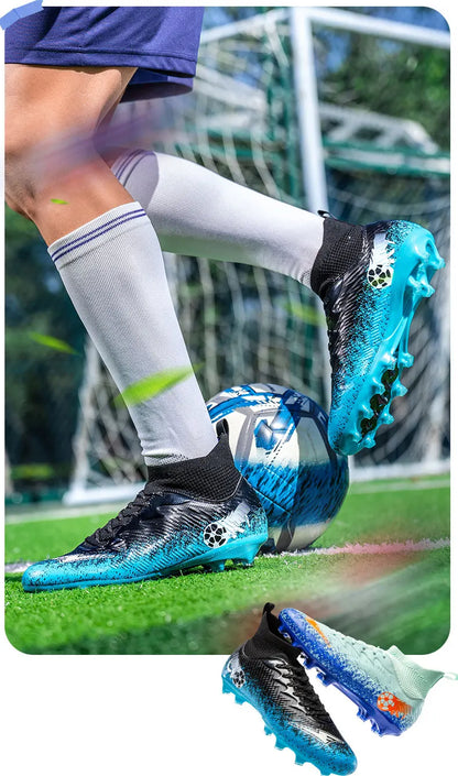 Men Football Boots Non-Slip High-Quality Soccer Shoes Grass Cleats High-Top Futsal Sneakers Match for Training Competition