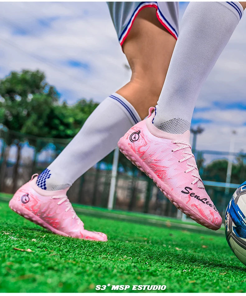 Men's Professional Football Boots High-Top Soccer Cleats FG & TF Sneakers for Outdoor Training & Matches Multi-Color Wear-Resistant