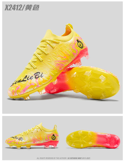Men's Professional Football Boots High-Top Soccer Cleats FG & TF Sneakers for Outdoor Training & Matches Multi-Color Wear-Resistant