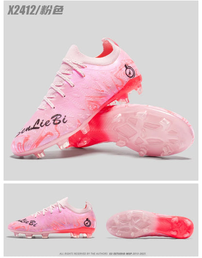 Men's Professional Football Boots High-Top Soccer Cleats FG & TF Sneakers for Outdoor Training & Matches Multi-Color Wear-Resistant