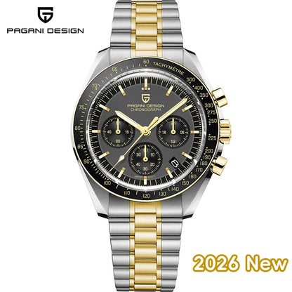 PAGANI DESIGN 2026 Nuovo orologio da uomo rosso di lusso al quarzo, cronografo con data automatica, impermeabile, spedizione locale