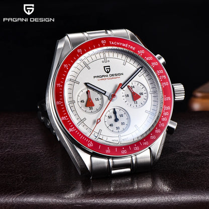 PAGANI DESIGN 2026 Nuovo orologio da uomo rosso di lusso al quarzo, cronografo con data automatica, impermeabile, spedizione locale