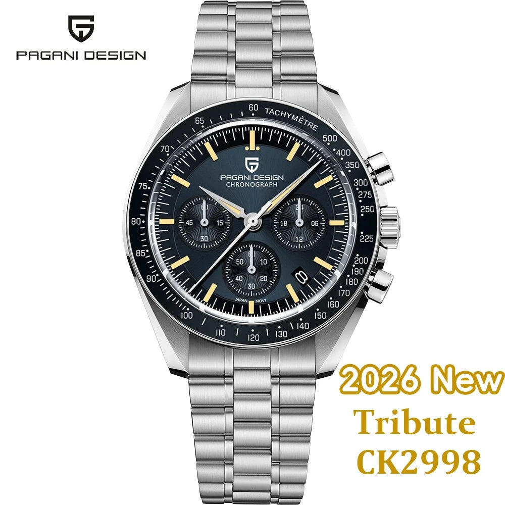 PAGANI DESIGN 2026 Nuovo orologio da uomo rosso di lusso al quarzo, cronografo con data automatica, impermeabile, spedizione locale