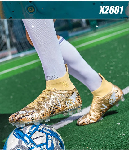 Zapatillas de fútbol profesionales para hombre, transpirables, con tacos largos, resistentes al desgaste y antideslizantes