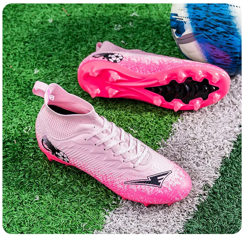 Pro Performance High-Cut Soccer Boots FG Long Studs Breathable Lightweight Cleats for Outdoor Grass Matches and Daily Training
