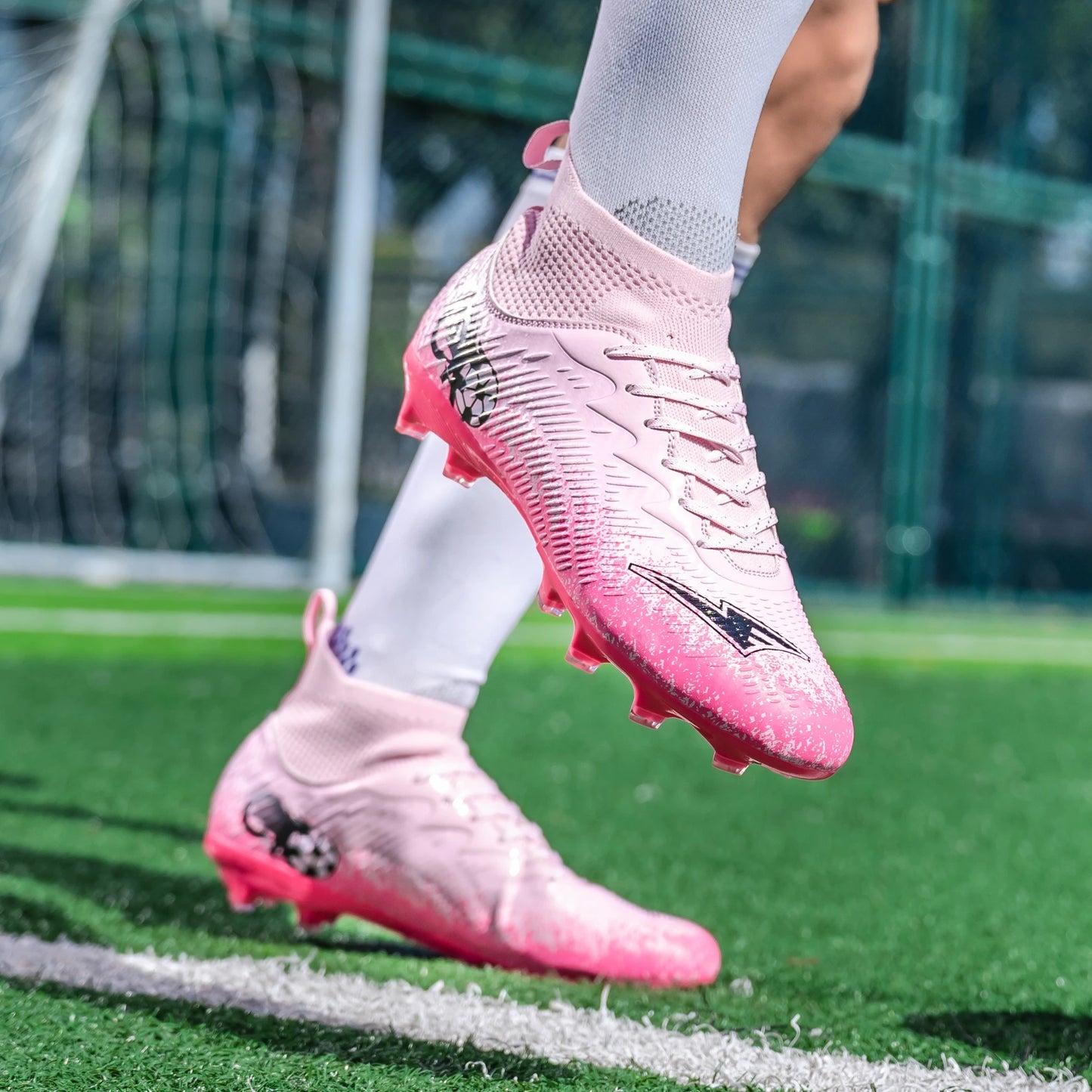 Pro Performance High-Cut Soccer Boots FG Long Studs Breathable Lightweight Cleats for Outdoor Grass Matches and Daily Training