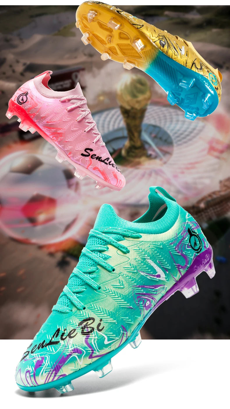 Men's Professional Football Boots High-Top Soccer Cleats FG & TF Sneakers for Outdoor Training & Matches Multi-Color Wear-Resistant
