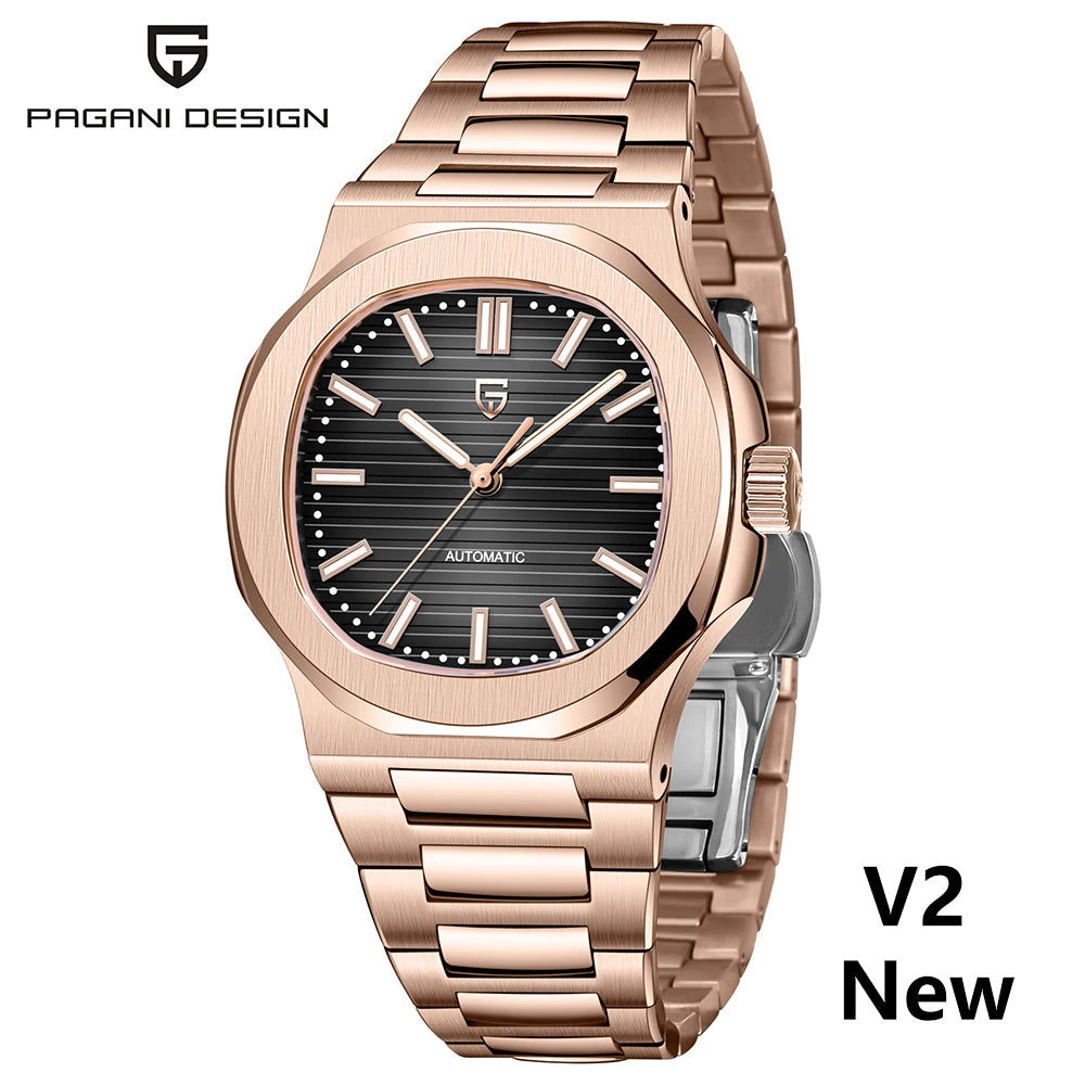 PAGANI DESIGN 2026 New Luxury Automatic Watch Men's Mechanical Wristwatch Stainless Steel Sapphire glass 40MM Barrel dial Watch