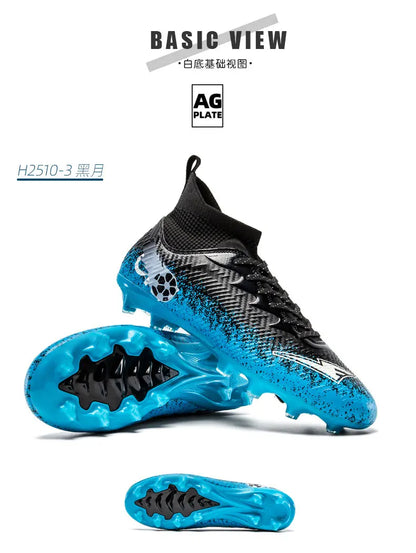 Pro Performance High-Cut Soccer Boots FG Long Studs Breathable Lightweight Cleats for Outdoor Grass Matches and Daily Training