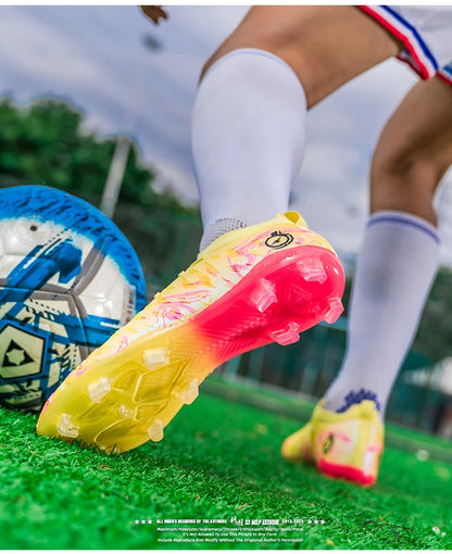 Men's Professional Football Boots High-Top Soccer Cleats FG & TF Sneakers for Outdoor Training & Matches Multi-Color Wear-Resistant